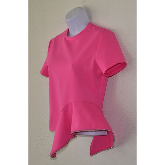 C0 NEW AREA BY BARNEY'S NEW YORK Pink Crystal Embellished Bottom Trim Top Size S - Picture 4 of 9